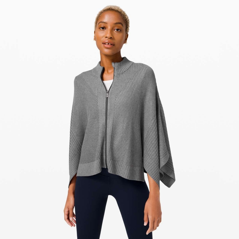 Lululemon Softer Still Wrap Knit Sweater Heathered Grey Size XS / Small